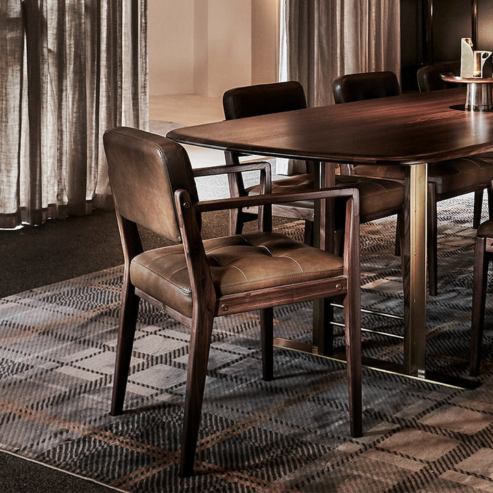 Axel Arm Chair 55*56*82 Leather Solid Nat/Walnut