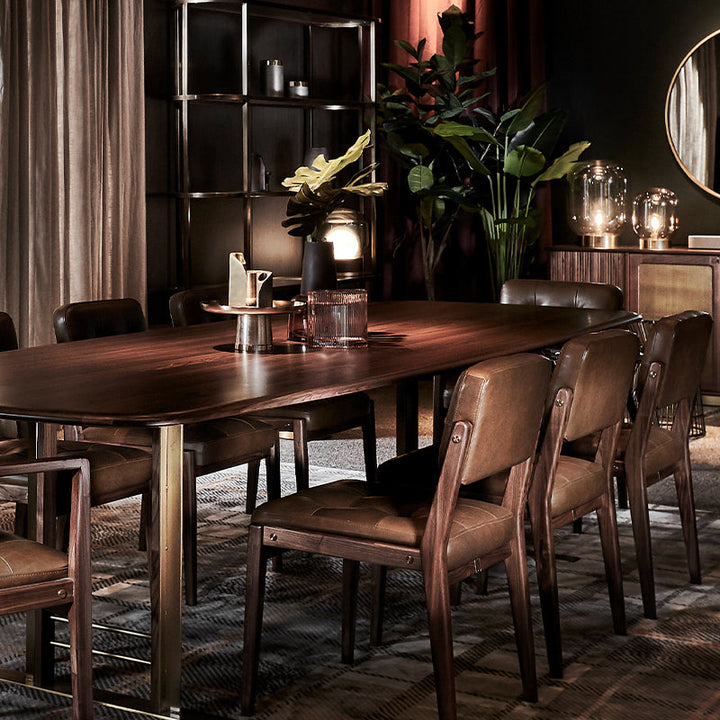 Axel Side Chair 52*56*82 Leather Solid Nat/Walnut