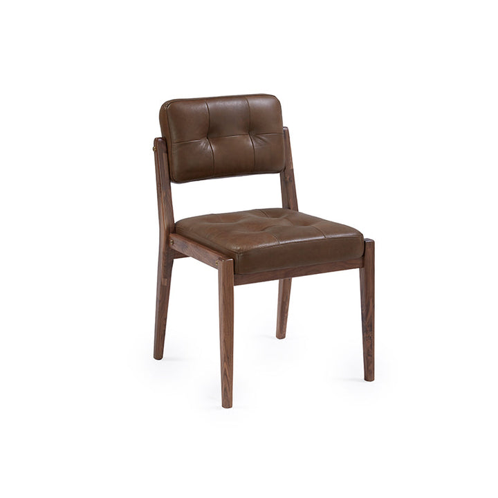 Axel Side Chair 52*56*82 Leather Solid Nat/Walnut
