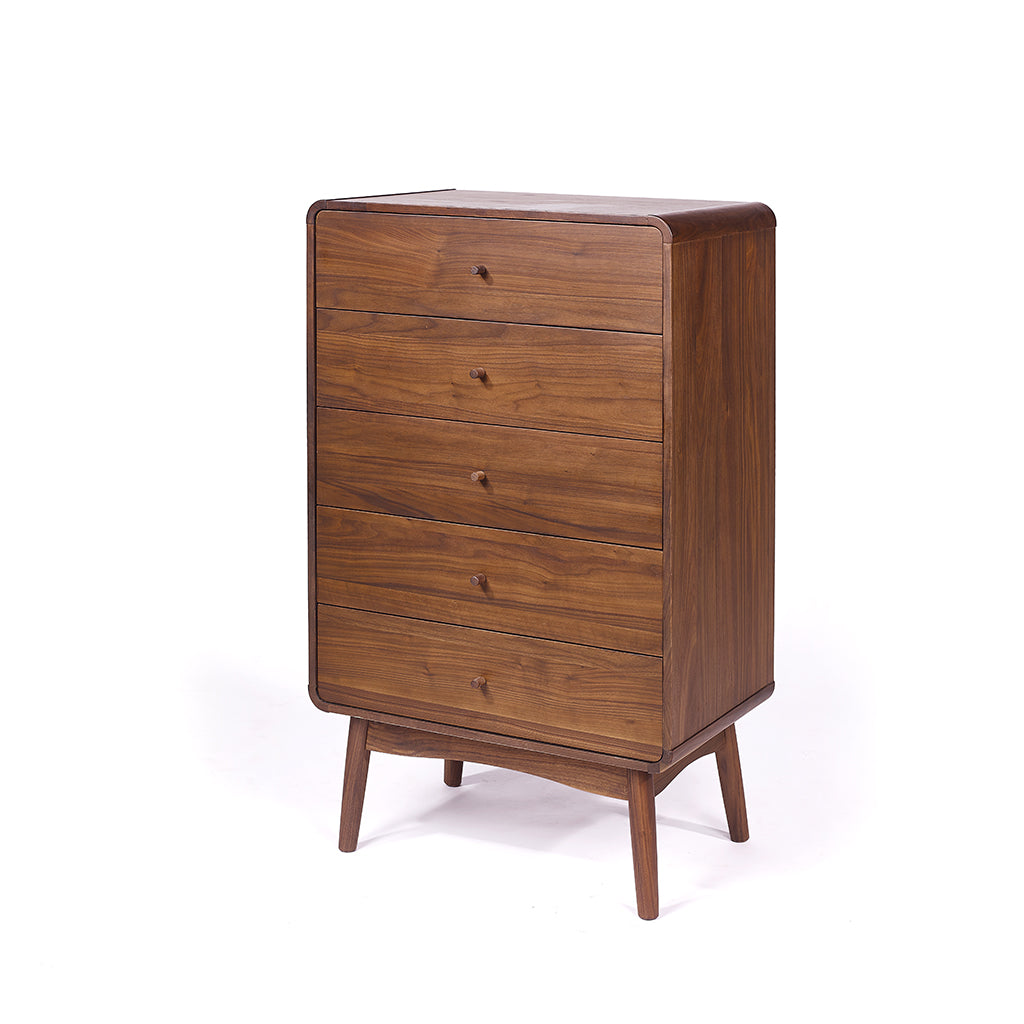 Bowen 5 Drawer Chest 70*45*115Cm Nat/Walnut