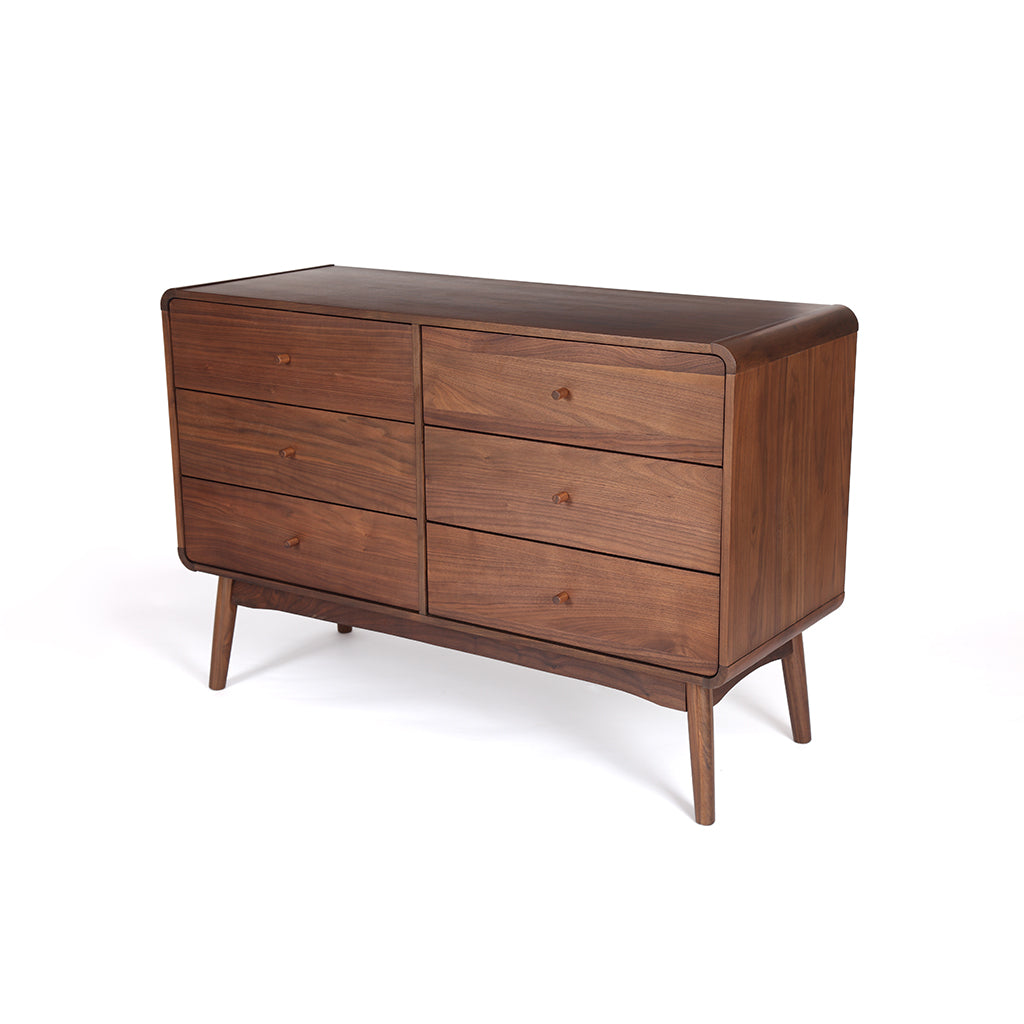 Bowen 6 Drawer Dresser 120*45*80 Solid Nat/Walnut