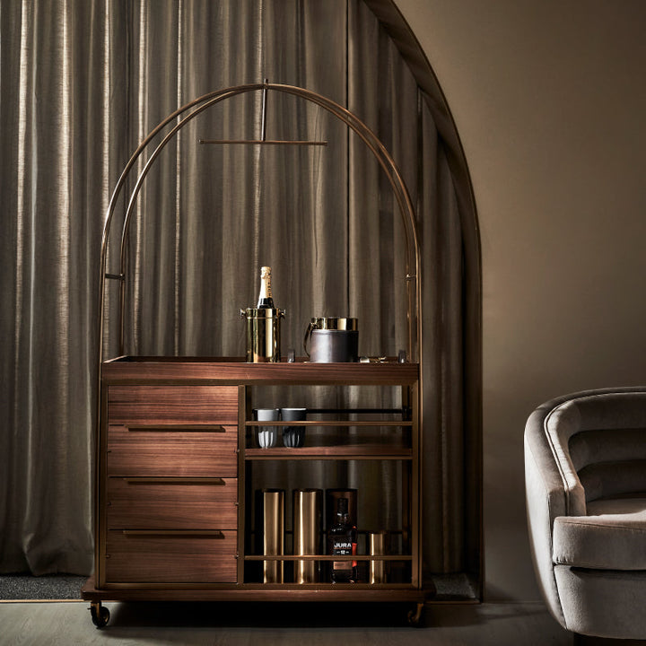 Baronet Bar Cart 112*62.5*178 Cm Walnut Veneer