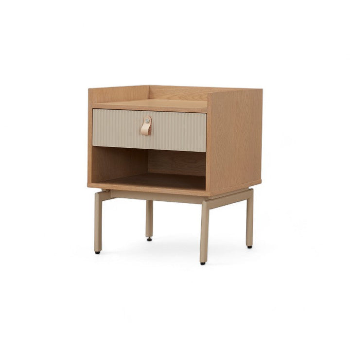 Creme Nightstand 45*42*55Cm Oak Veneer