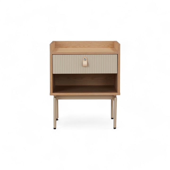 Creme Nightstand 45*42*55Cm Oak Veneer