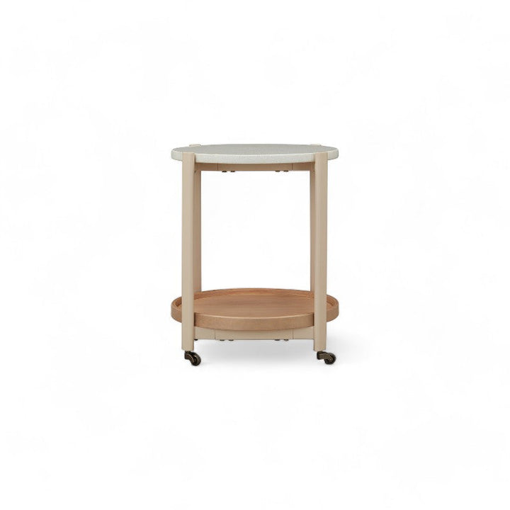 Creme Round End Table Dia 43.6*48.7Cm Oak Veneer