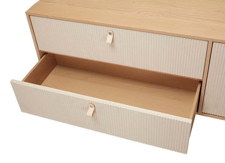 Creme Tv Unit 200*45*67Cm Oak Veneer