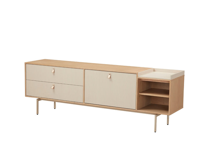 Creme Tv Unit 200*45*67Cm Oak Veneer