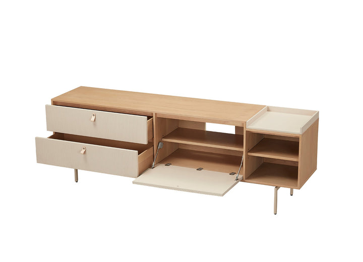 Creme Tv Unit 200*45*67Cm Oak Veneer