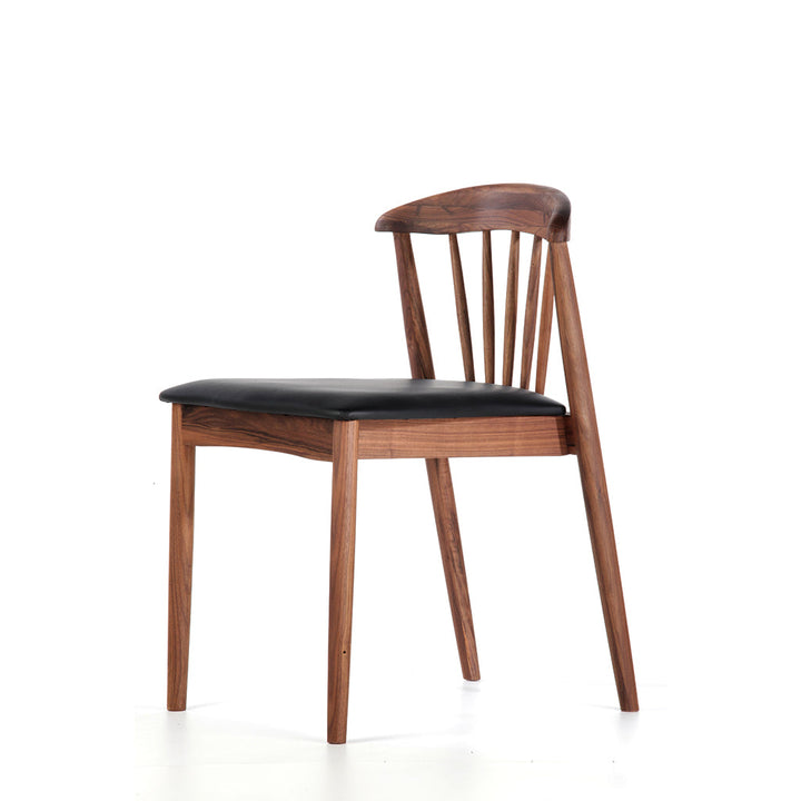Kendra Side Chair Black Leather Solid Nat/Walnut