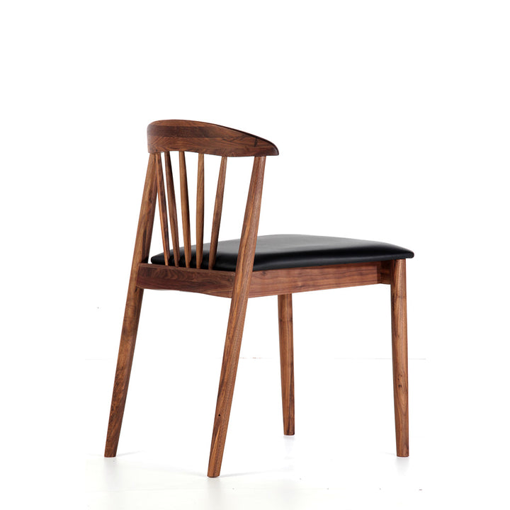 Kendra Side Chair Black Leather Solid Nat/Walnut