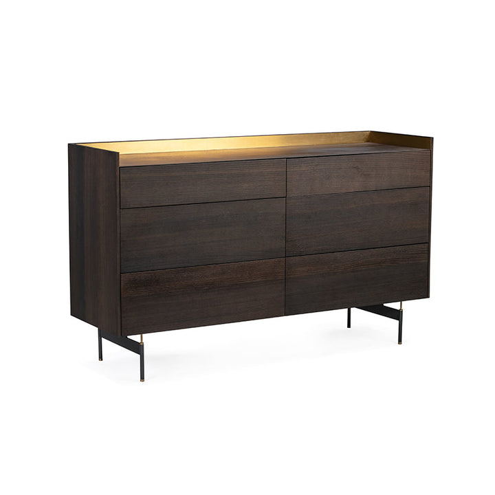 Linate 6 Drawer Dresser 150*45*90 Nat Oak/Smoke