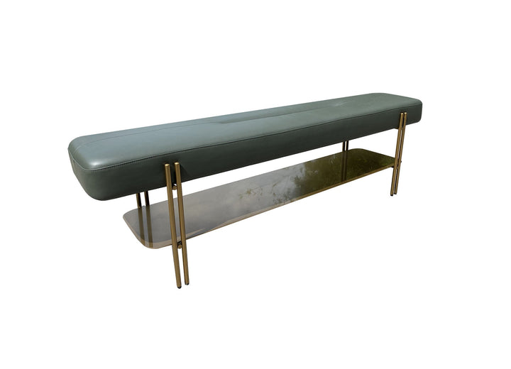 Tuscan Bench 160*35*45 Cm Brass/Nappa 5901 Olive