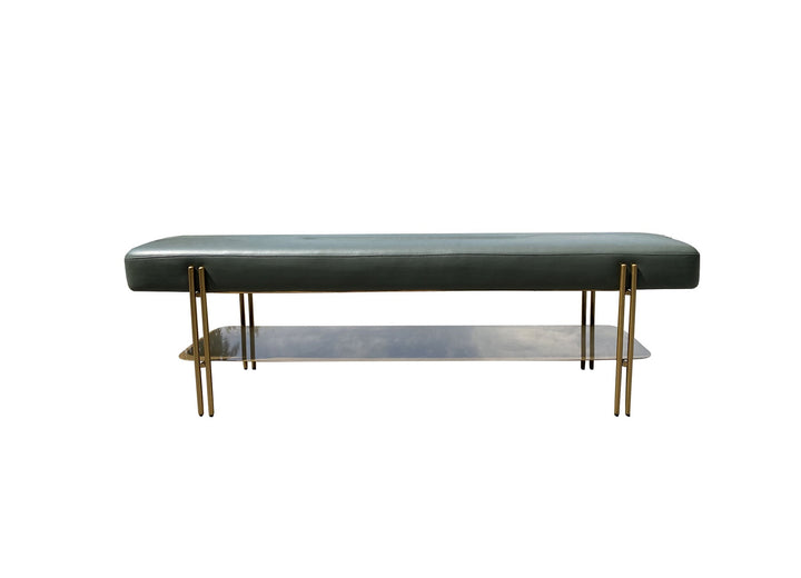 Tuscan Bench 160*35*45 Cm Brass/Nappa 5901 Olive