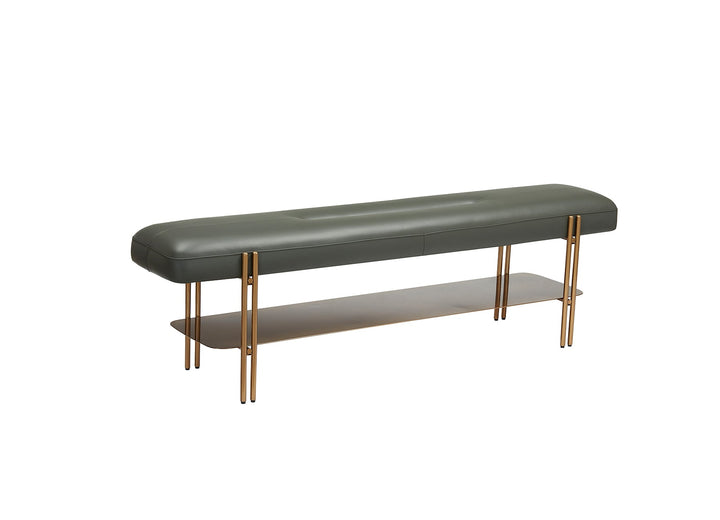 Tuscan Bench 160*35*45 Cm Brass/Nappa 5901 Olive