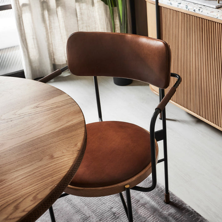 Tierra Arm Chair 53*47.2*83.5 Leather Nat Oak