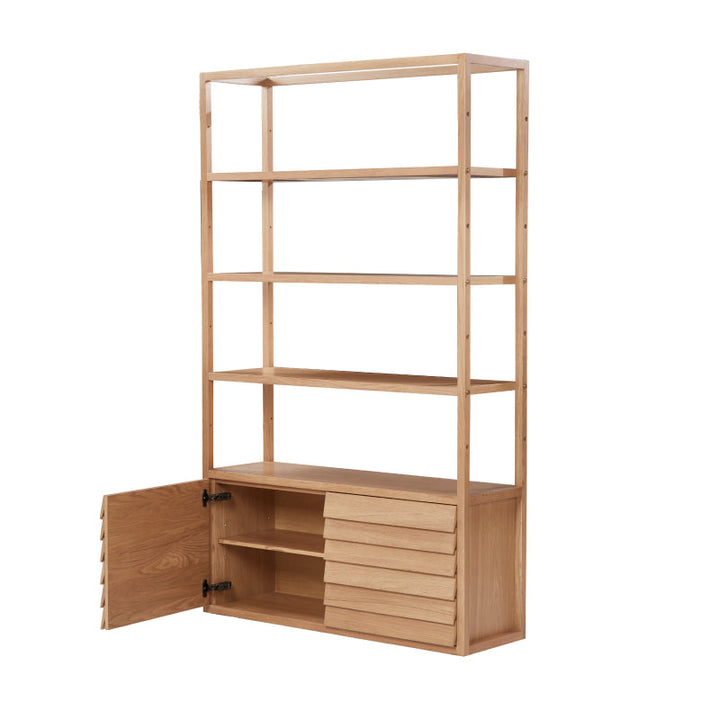 Shutter Bookshelf 125*39*210 Nat/Walnut