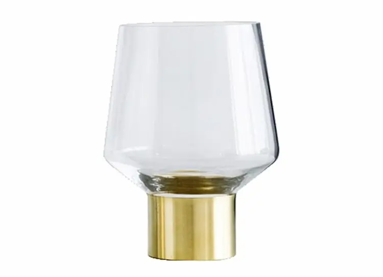 null | Tapered Glass Vase With Brass Base