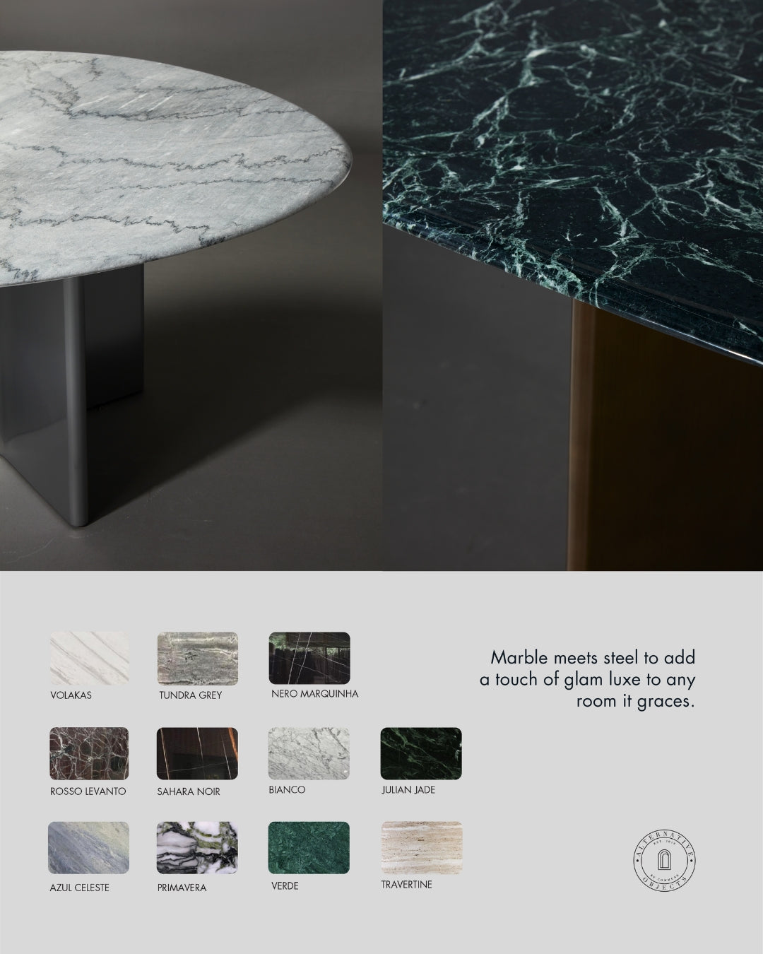 Stealth Grid Marble-Top Dining Table - Dome