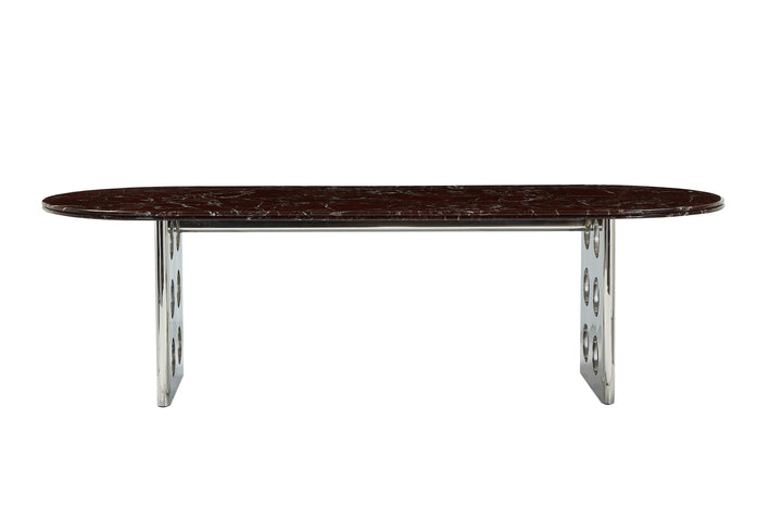 Stealth Grid Marble-Top Dining Table - Dome
