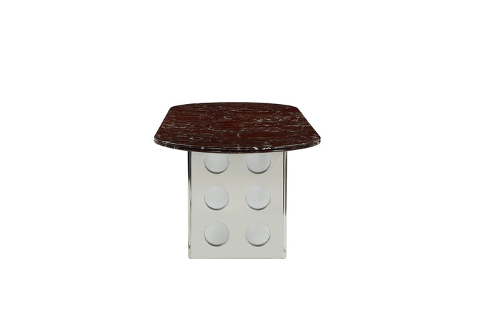 Stealth Grid Marble-Top Dining Table - Dome